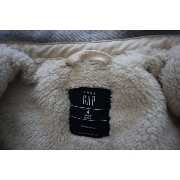 Baby GAP Toddler Sz 4 Years Sky Blue Plaid Sherpa-Lined Flannel Shirt Jacket - Picture 3 of 8